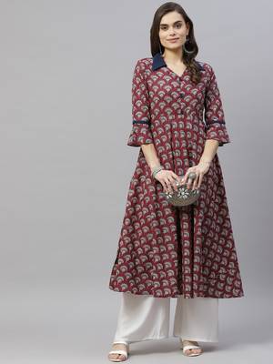 Women's Cotton Floral Print Anarkali Kurti 5