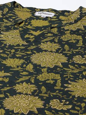 Womens Cotton Floral Print Straight Kurta Sharara Dupatta Set 2