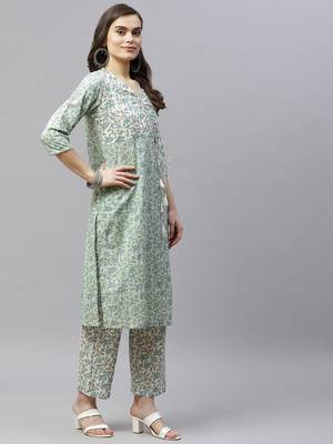 women Floral Printed straight angrakha cotton kurta palazzo with dupatta salwar suit set 3