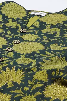  Cotton Floral Printed Anarkali Kurta with Gold Print Dupatta for Womens/Girls