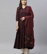  Cotton Floral Printed Anarkali Kurta with Gold Print Dupatta for Womens/Girls