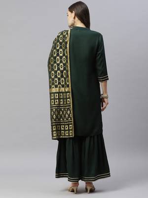 womens rayon solid kurta sharara and dupatta salwar suit set 4