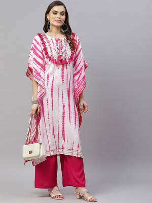 Womens Tie & Dye Rayon Kaftan Kurti Dress 3