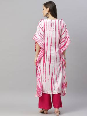 Womens Tie & Dye Rayon Kaftan Kurti Dress 4