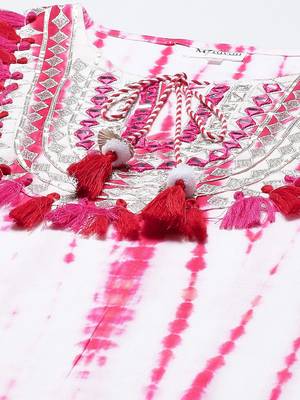 Womens Tie & Dye Rayon Kaftan Kurti Dress 5