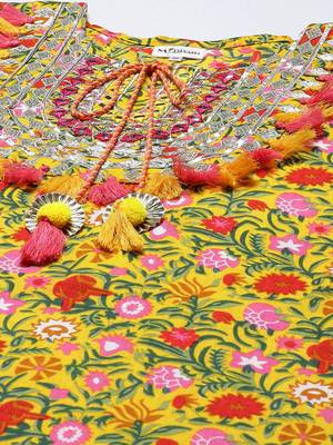 Womens Floral Printed Rayon Kaftan Kurti Dress 5