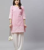 Pink Ethnic Motifs Embroidered Chikankari Kurti