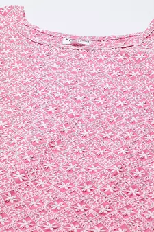 Pink Ethnic Motifs Embroidered Chikankari Kurti