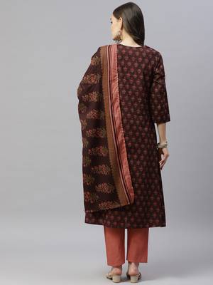 Women's Pure Cotton Printed Straight Kurta Trouser With Dupatta Set 3