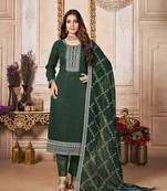 Dark-green embroidered georgette salwar