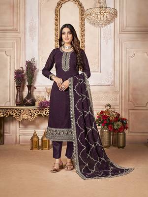 Purple embroidered georgette salwar 1