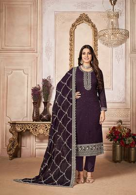 Purple embroidered georgette salwar 2