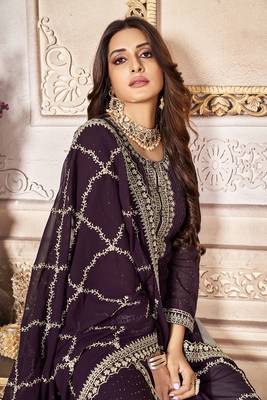 Purple embroidered georgette salwar 4