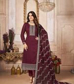 Maroon embroidered georgette salwar