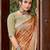 SANGAM PRINTS Peach Linen Resham Dori Work Traditional Tassle Saree