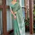 SANGAM PRINTS Sea Green Linen Resham Dori Work Traditional Tassle Saree