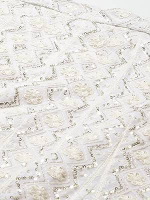 Divine Georgette Thread Embroidered Chikankari White Lehenga Choli  5