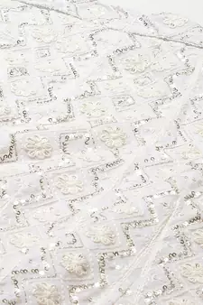 Divine Georgette Thread Embroidered Chikankari White Lehenga Choli 