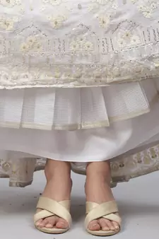 Divine Georgette Thread Embroidered Chikankari White Lehenga Choli 