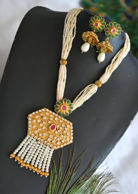 Antique kemp-green designer Pearl necklace set dj-01587 1