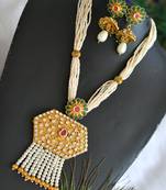 Antique kemp-green designer Pearl necklace set dj-01587