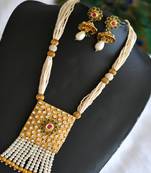 Antique kemp-green pearl necklace set dj-01589