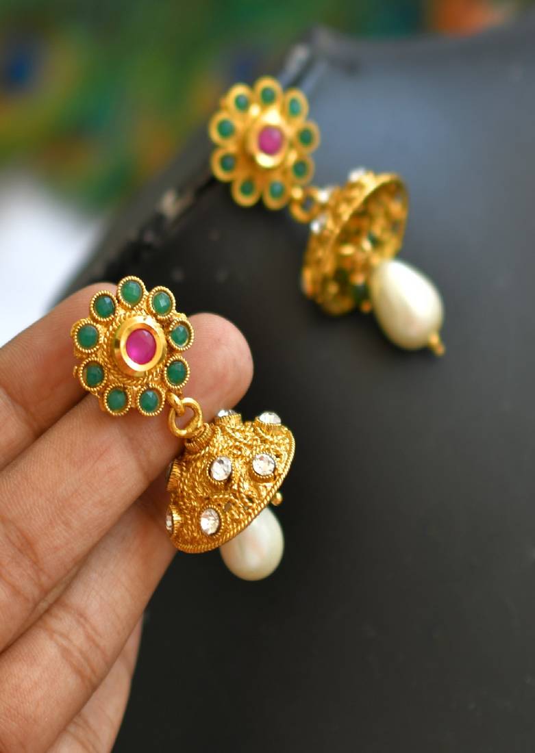 Antique kemp-green pearl necklace set dj-01589