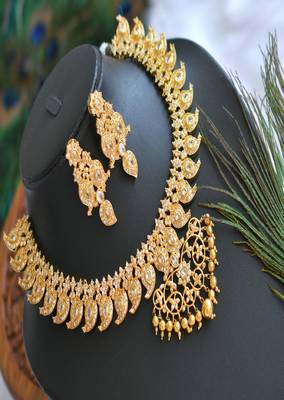Gold tone bridal ad mango necklace set dj-01608 1