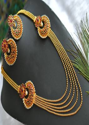 Antique multilayer kemp bali mugappu haar set dj-01618 1