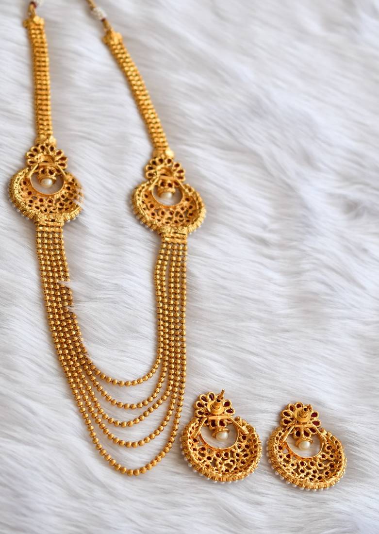 Antique multilayer kemp bali mugappu haar set dj-01618