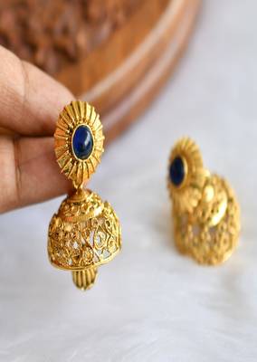 Antique blue Lakshmi kundan necklace set dj-01814 2
