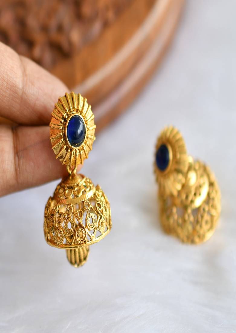 Antique blue Lakshmi kundan necklace set dj-01814