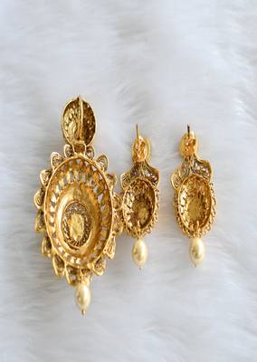Antique kundan Pearl pendant set dj-01821 3
