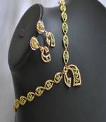 Gold tone green-white necklace set dj-01830