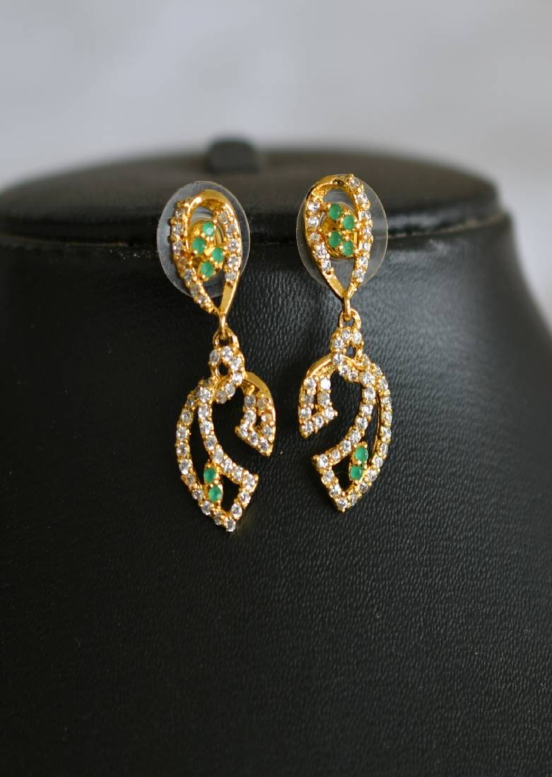 Gold tone green-white necklace set dj-01830