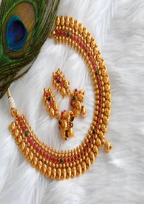 Antique kemp-green mango necklace set dj-01728 1