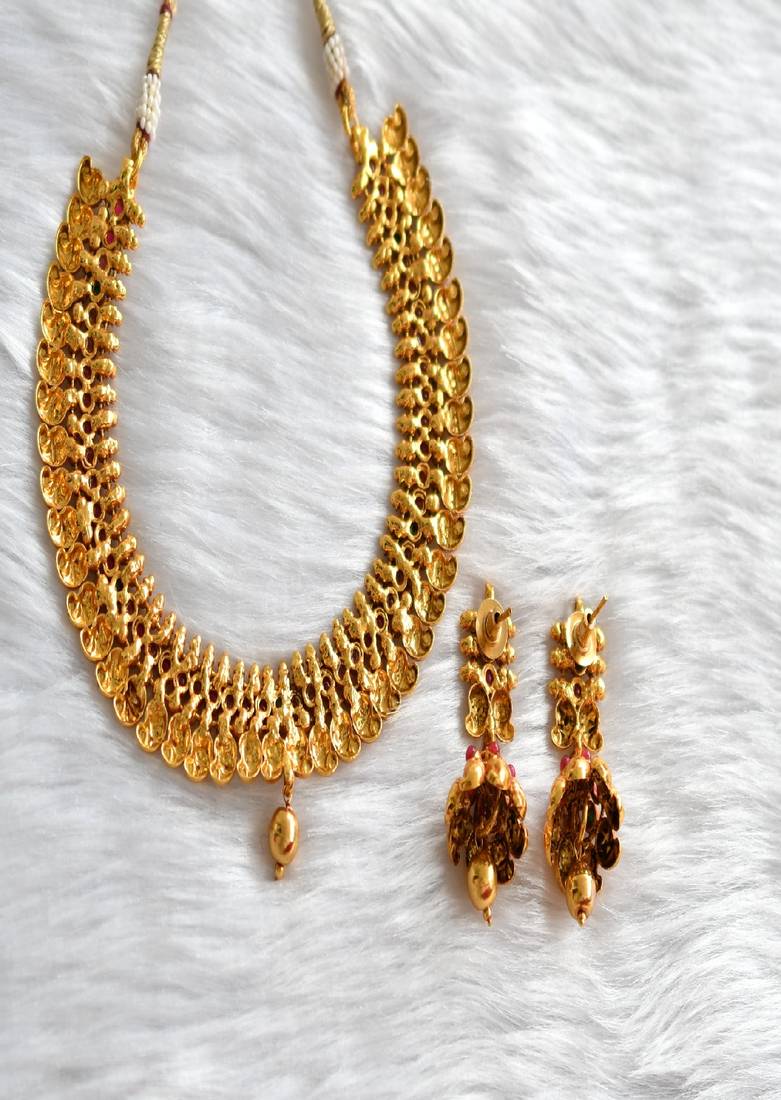 Antique kemp-green mango necklace set dj-01728