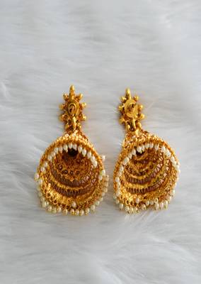 Antique pearl peacock Jhumkkas dj-01698 2
