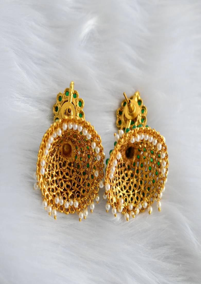Antique royal green Jhumkkas dj-01702