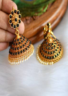 Antique royal black Jhumkkas dj-01703 1