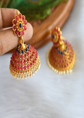 Antique royal kemp-blue Jhumkkas dj-01704 1