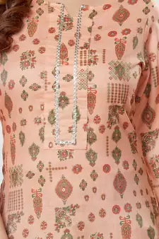 Peach printed rayon short-kurtis