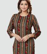 Black printed rayon short-kurtis