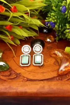 Mint Brass Star American Diamond Earrings Studs for Women