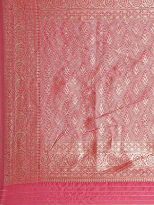 Pink Woven Poly silk blend Saree With Blouse 4