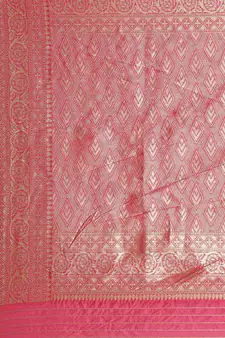 Pink Woven Poly silk blend Saree With Blouse