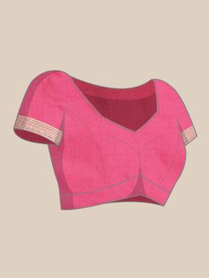 Pink Woven Poly silk blend Saree With Blouse 5
