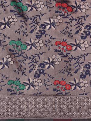 Navy Blue Woven Poly silk blend Saree With Blouse 3