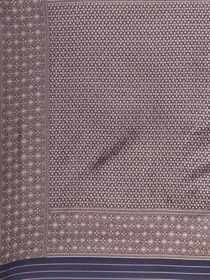 Navy Blue Woven Poly silk blend Saree With Blouse 4