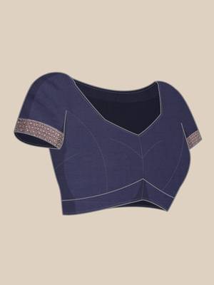 Navy Blue Woven Poly silk blend Saree With Blouse 5